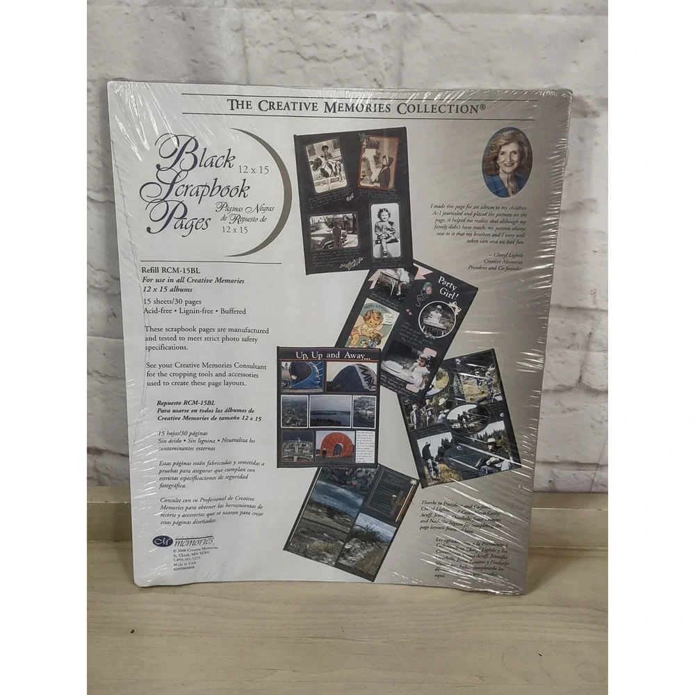 Creative Memories 12x15 Pages Black Sealed Package 15 Sheets = 30 Pages Vtg 2000